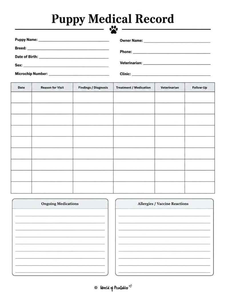 Puppy Medical Record