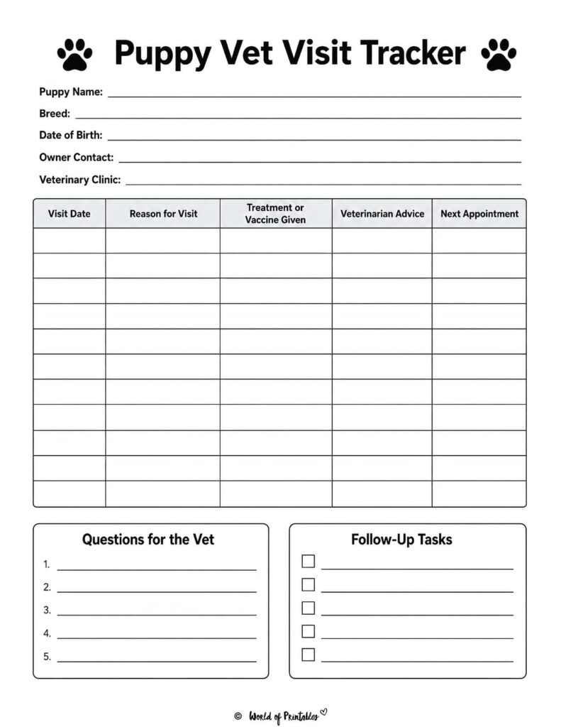Puppy Vet Visit Tracker
