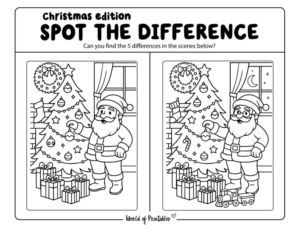 Santa Decorating Christmas Spot the Difference