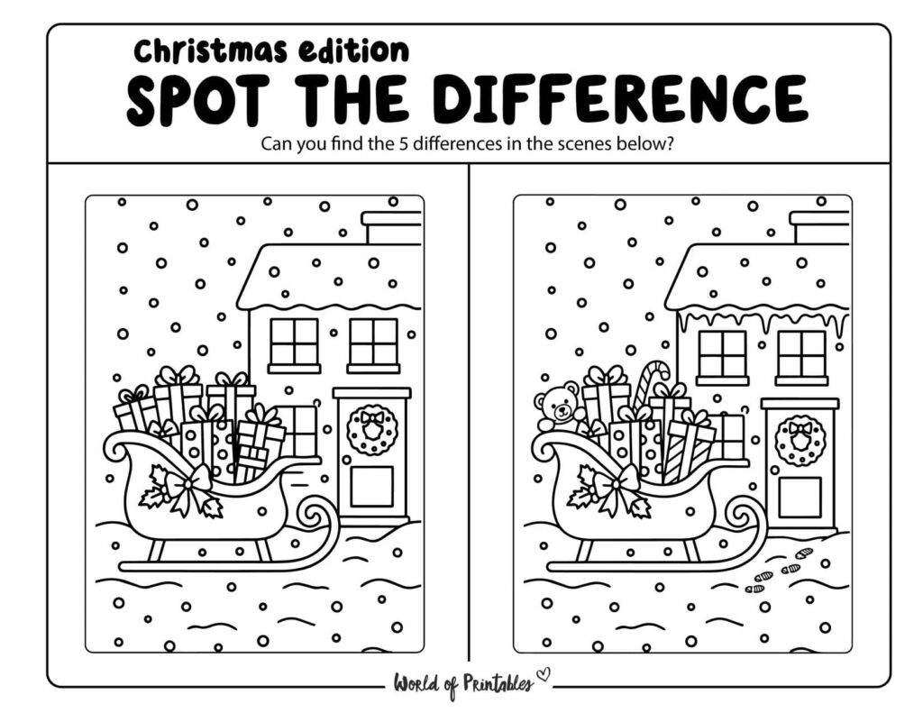 Santa's Sleigh Christmas Spot the Difference
