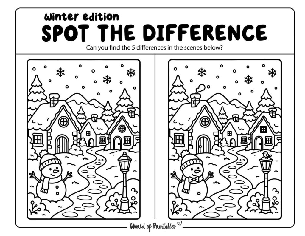 Snow Village Winter Spot the Difference