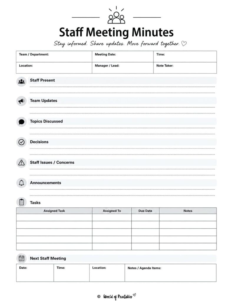 Staff Meeting Minutes Template