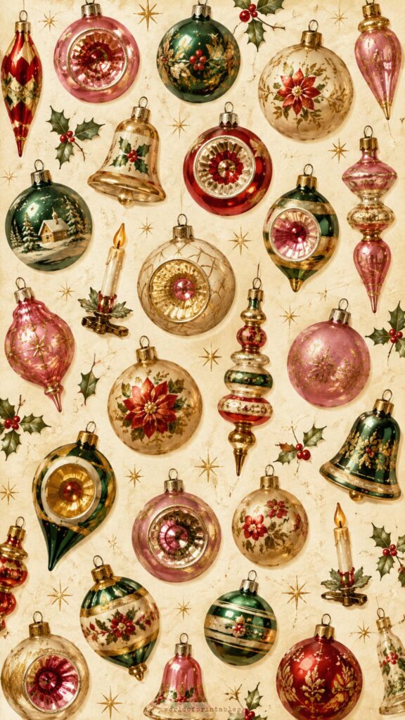 antique christmas bauble pattern wallpaper