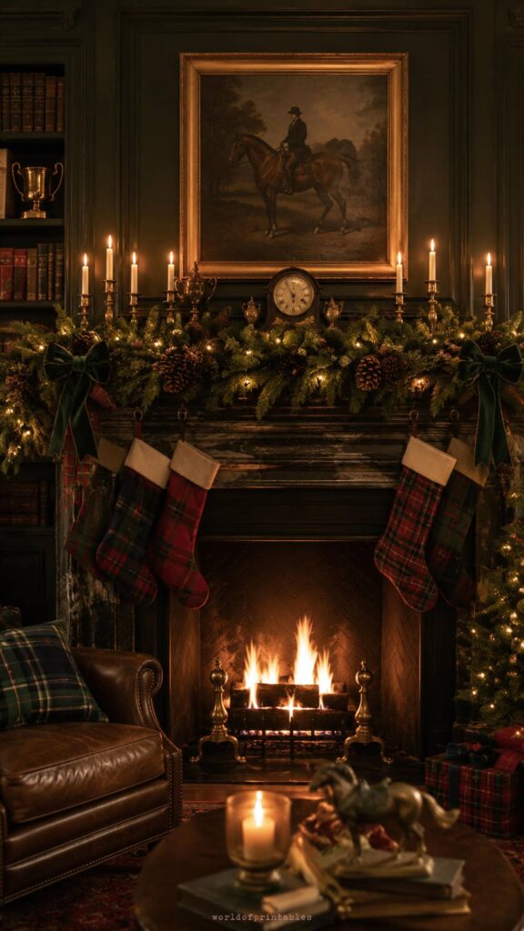 cozy christmas fireplace wallpaper