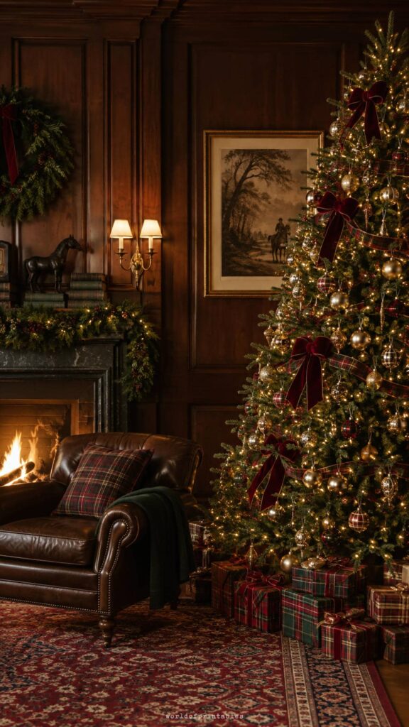 cozy heritage christmas fireplace wallpaper