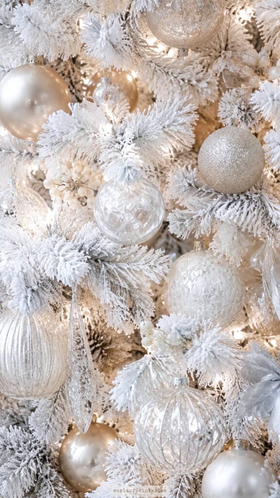 elegant white christmas tree wallpaper