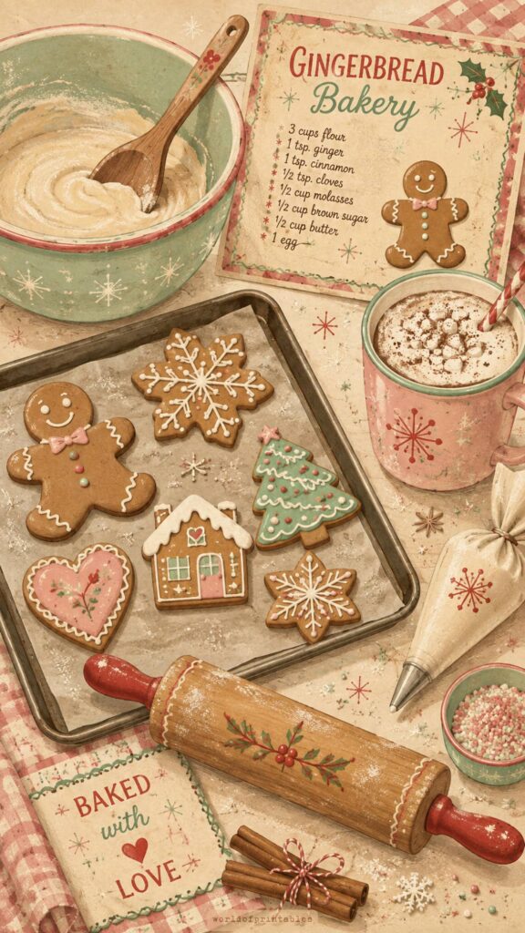 gingerbread bakery wallpaper