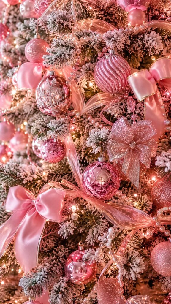glamorous pink christmas tree wallpaper