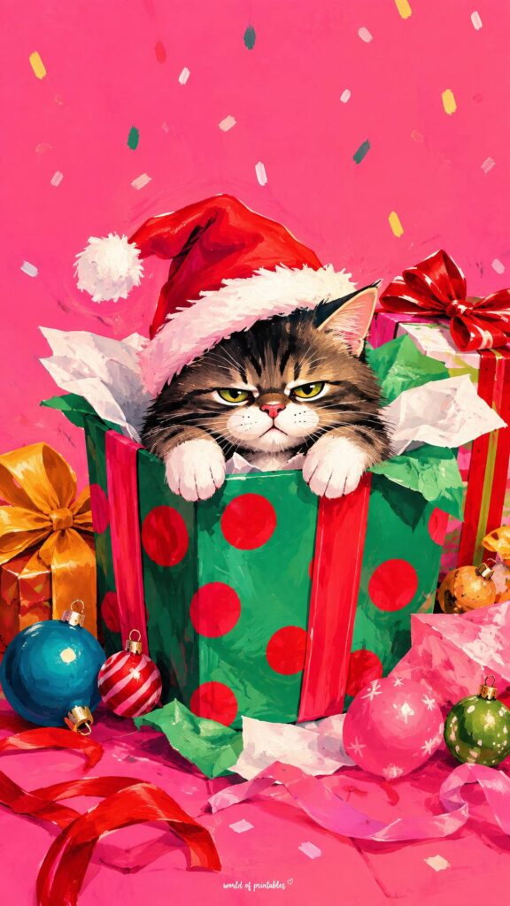 grumpy christmas cat gift wallpaper