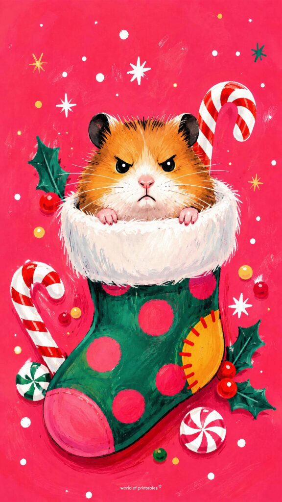grumpy hamster christmas stocking wallpaper