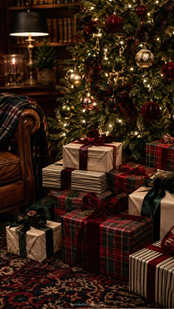 heritage tartan christmas presents wallpaper