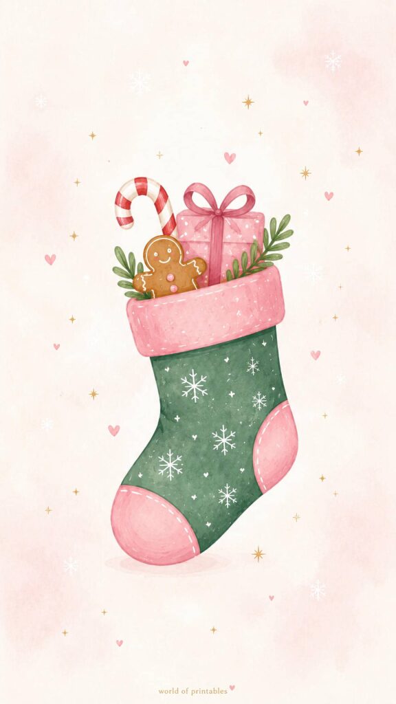 pastel christmas stocking wallpaper
