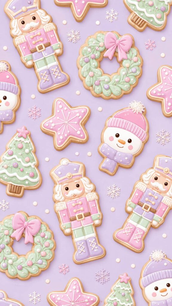 pastel nutcracker christmas cookie wallpaper