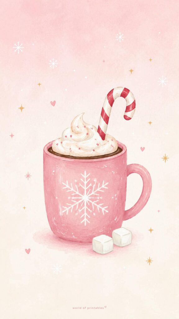 pink hot chocolate christmas wallpaper