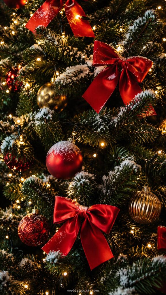 red velvet bow christmas tree wallpaper
