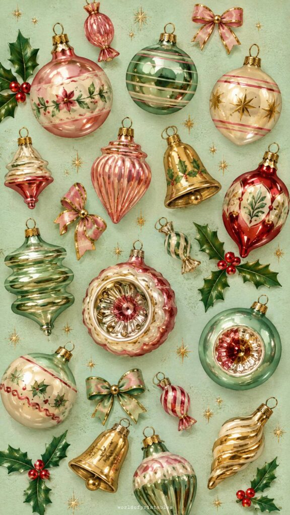 vintage glass ornaments wallpaper