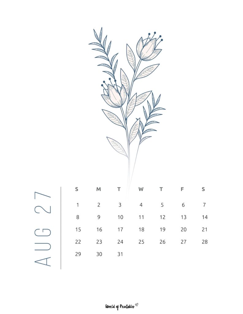 Printable August 2027 Calendar Design 17