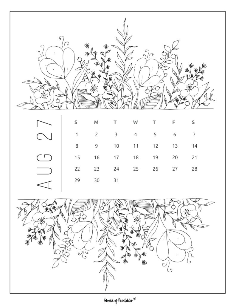 Printable August 2027 Calendar Design 23