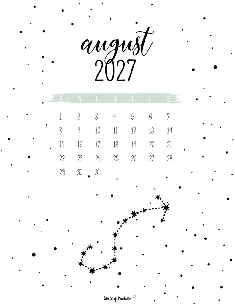 Printable August 2027 Calendar Design 24