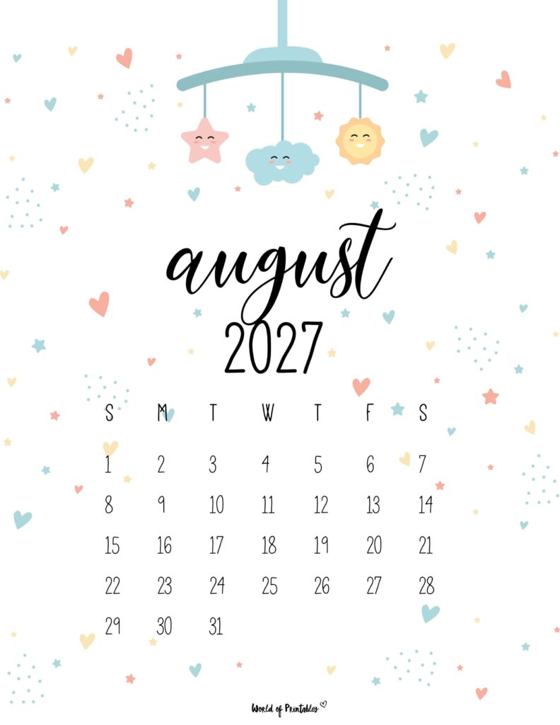 Printable August 2027 Calendar Design 31