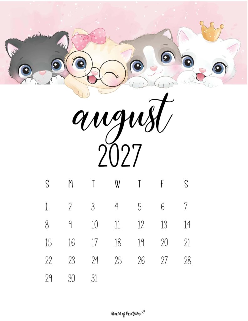 Printable August 2027 Calendar Design 33