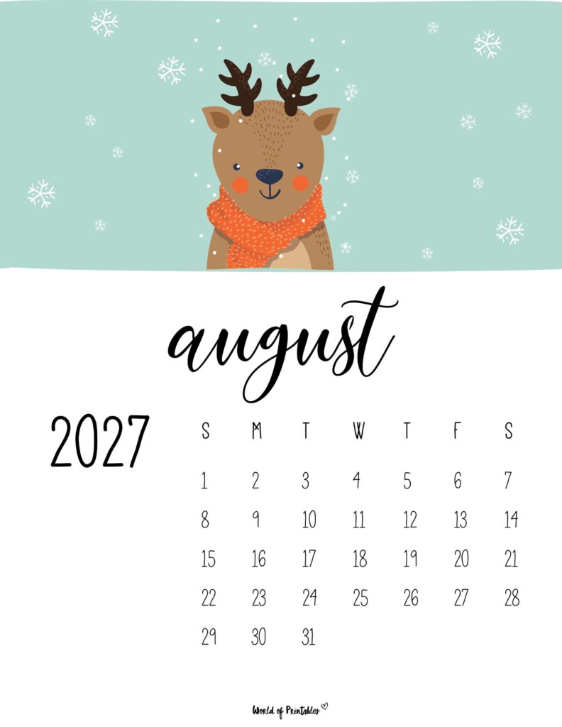 Printable August 2027 Calendar Design 36