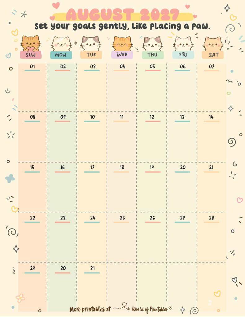 Printable August 2027 Calendar Design 360