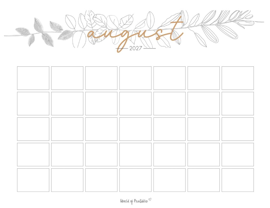 Printable August 2027 Calendar Design 366