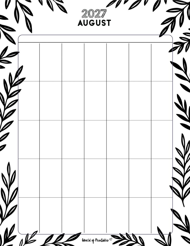 Printable August 2027 Calendar Design 370