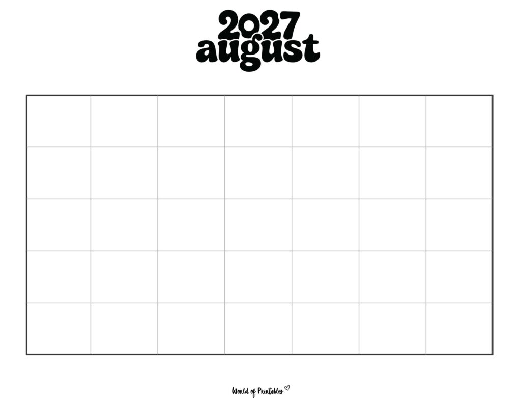 Printable August 2027 Calendar Design 371