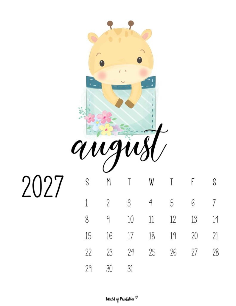 Printable August 2027 Calendar Design 38