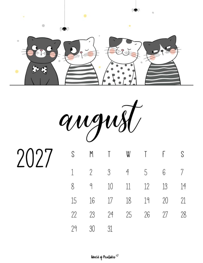 Printable August 2027 Calendar Design 40