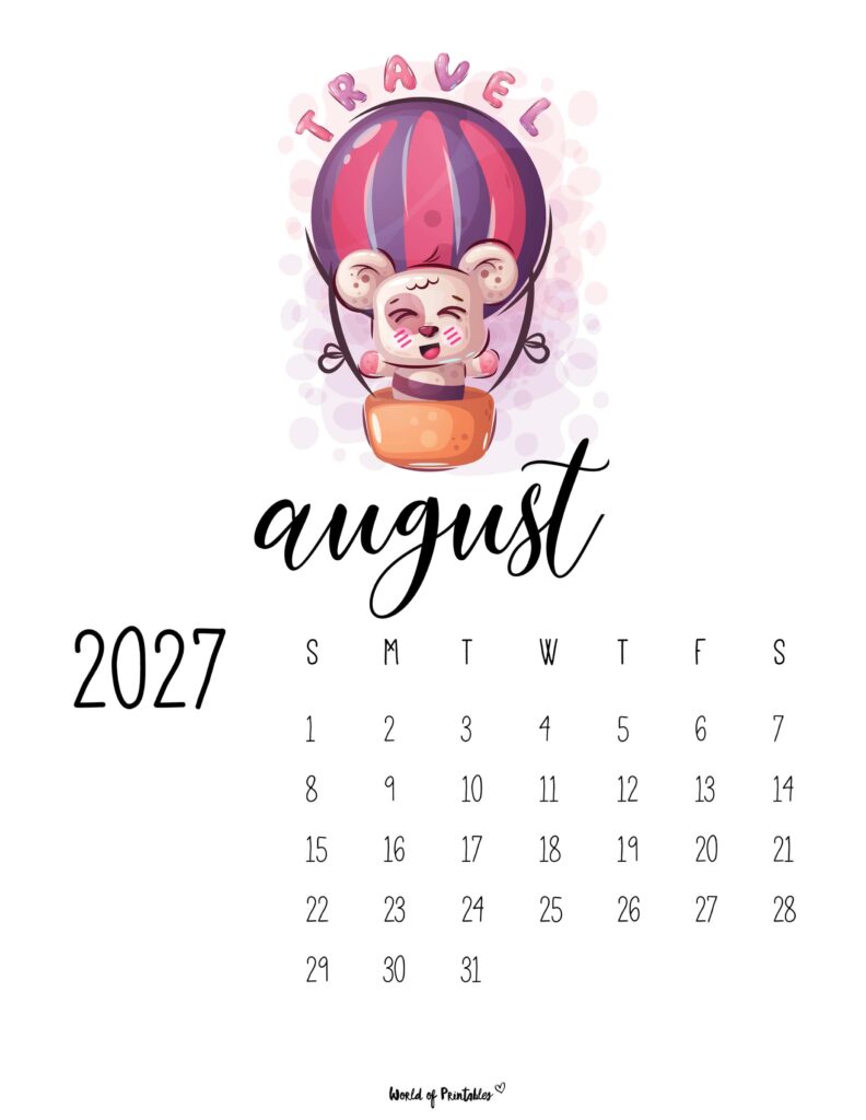 Printable August 2027 Calendar Design 41
