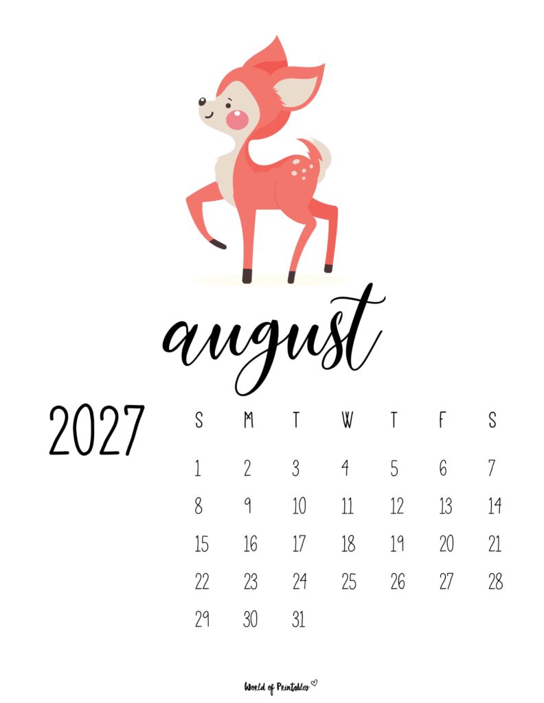Printable August 2027 Calendar Design 42