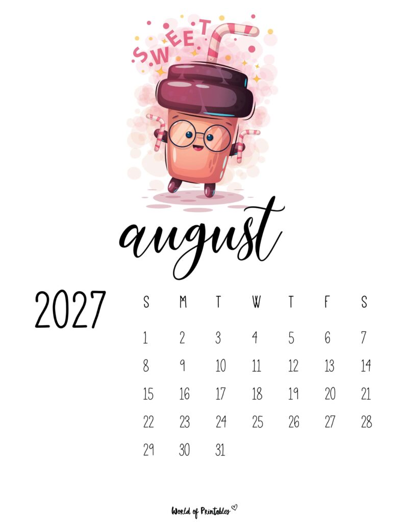 Printable August 2027 Calendar Design 44