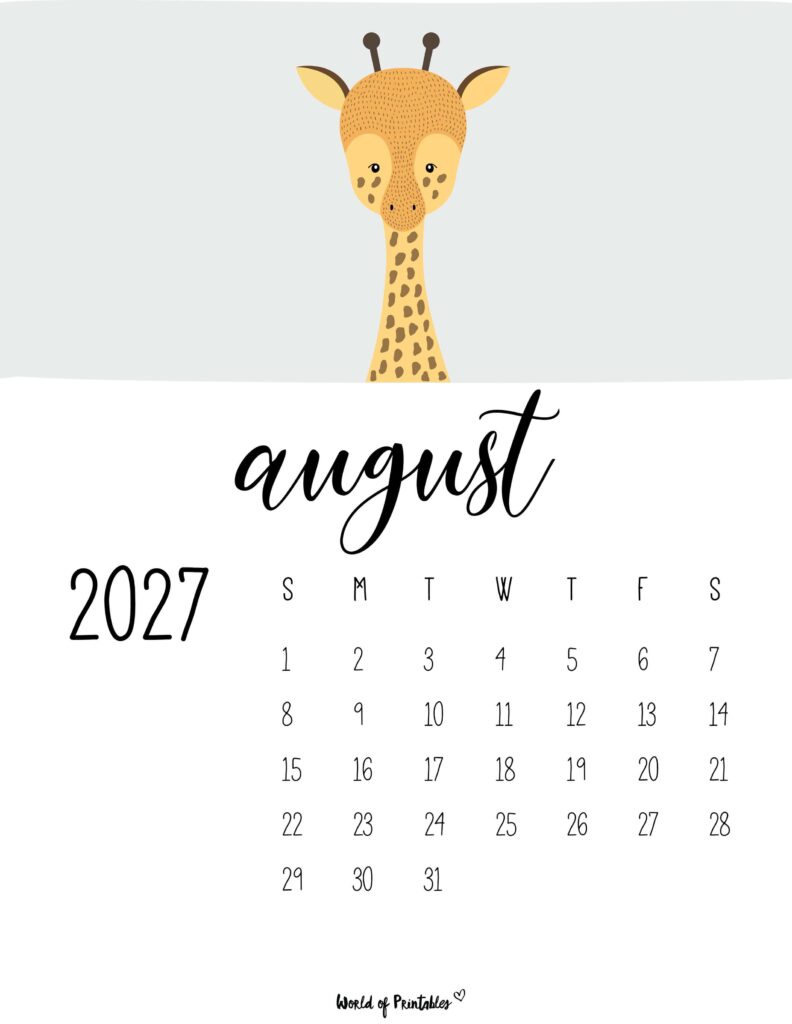 Printable August 2027 Calendar Design 45