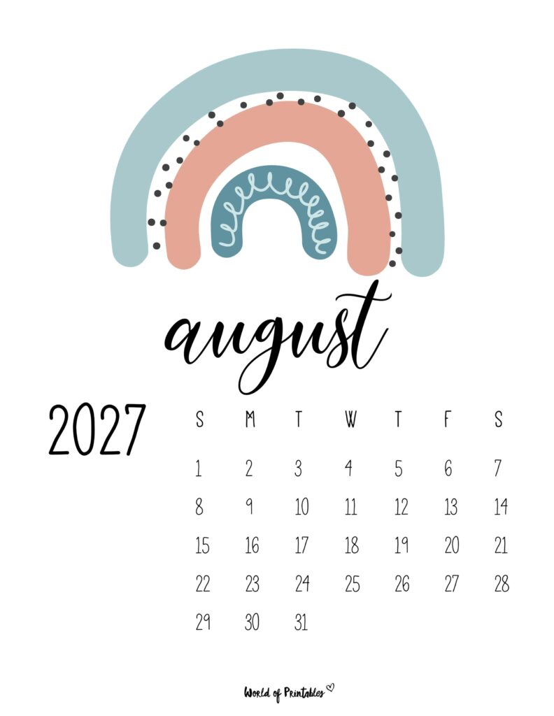 Printable August 2027 Calendar Design 51