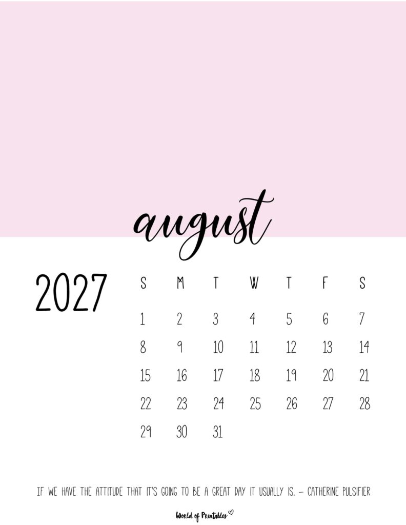 Printable August 2027 Calendar Design 54