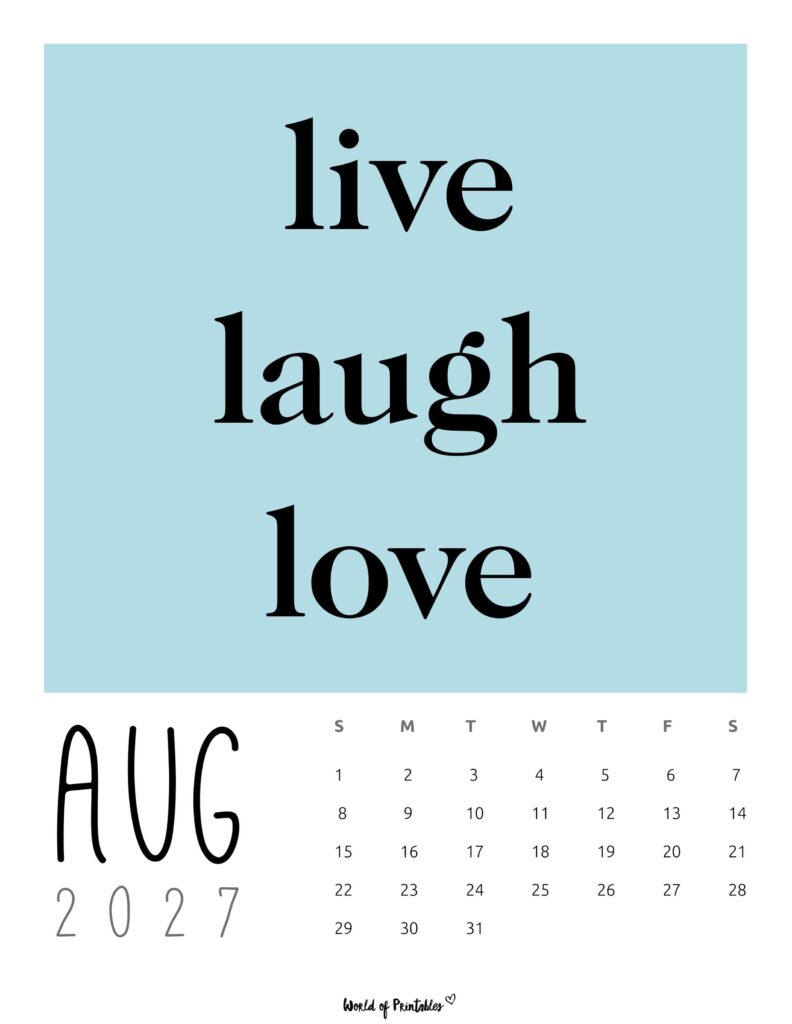 Printable August 2027 Calendar Design 60