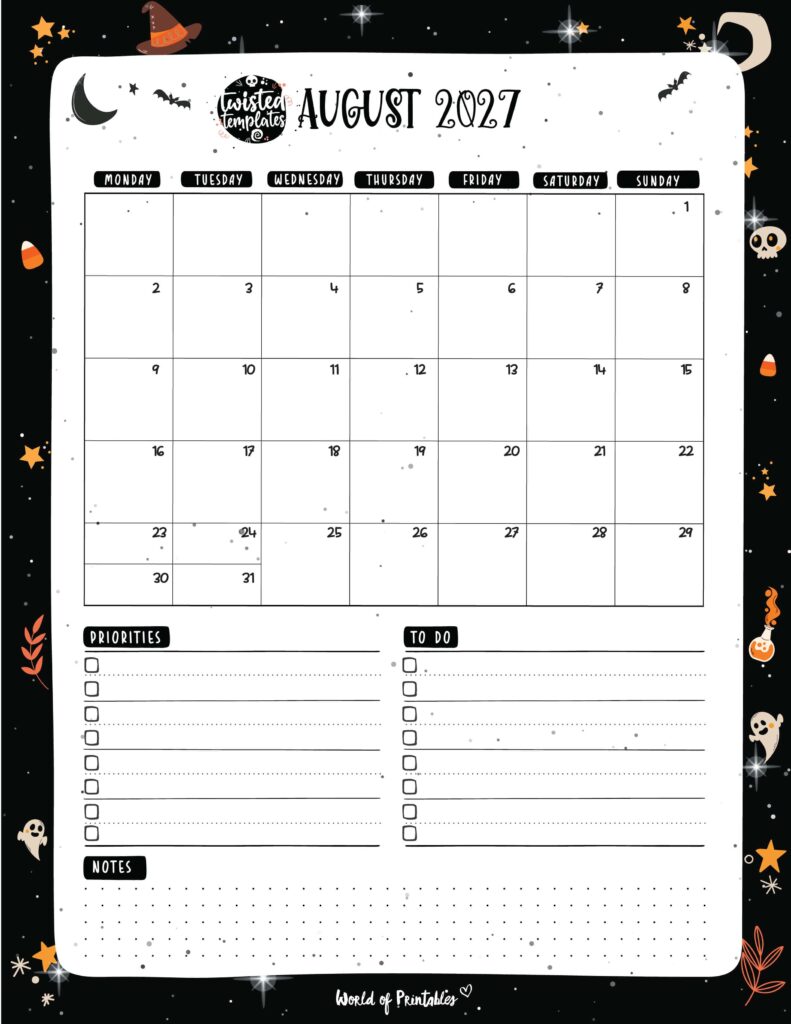 Printable August 2027 Calendar Design 87