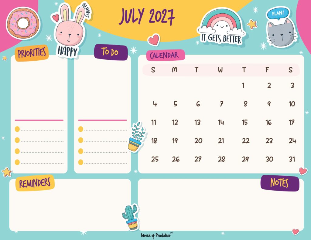 Printable July 2027 Calendar Design 110