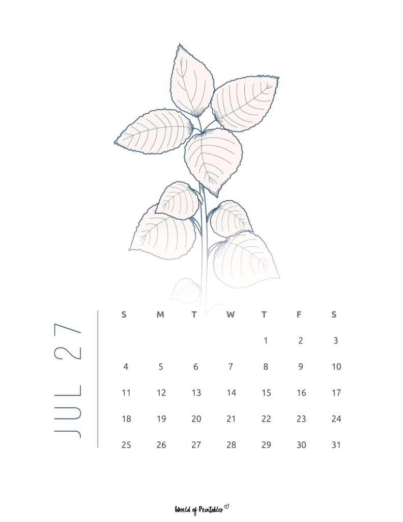 Printable July 2027 Calendar Design 17