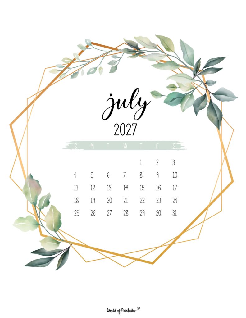 Printable July 2027 Calendar Design 18