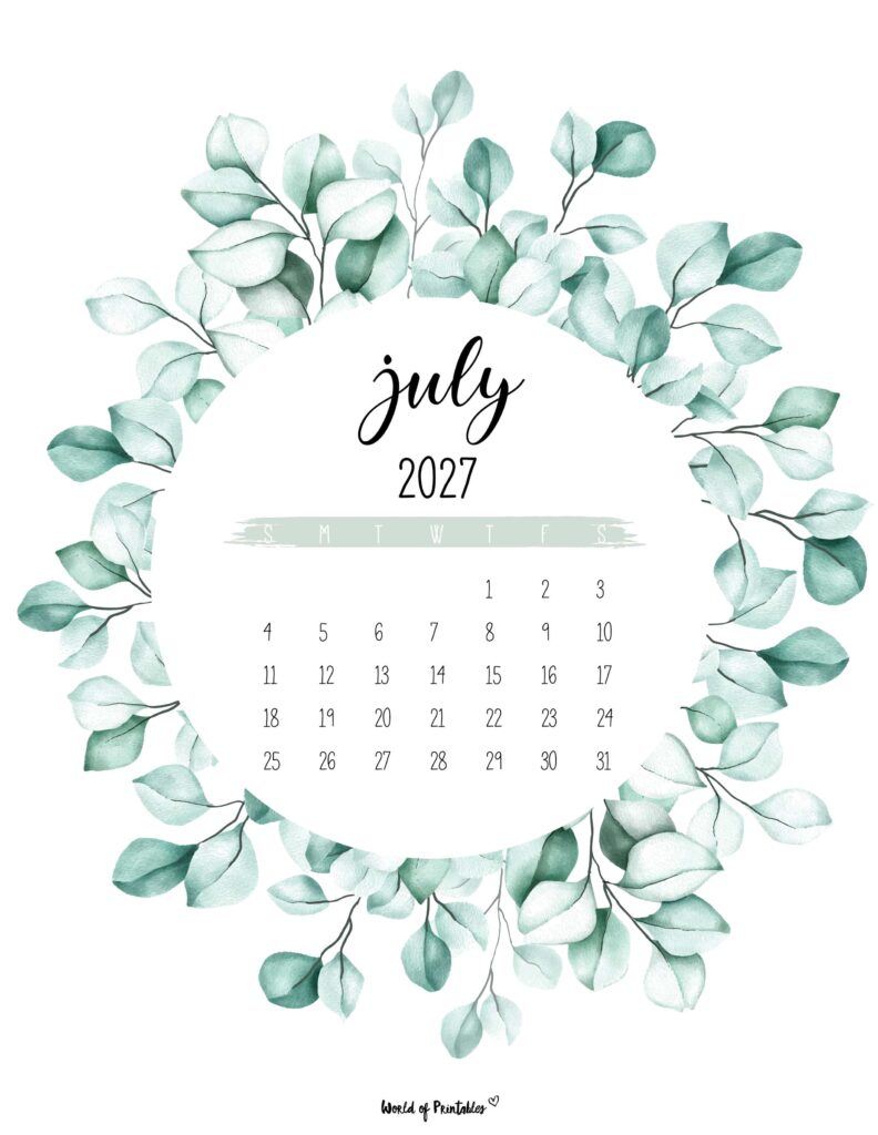 Printable July 2027 Calendar Design 19