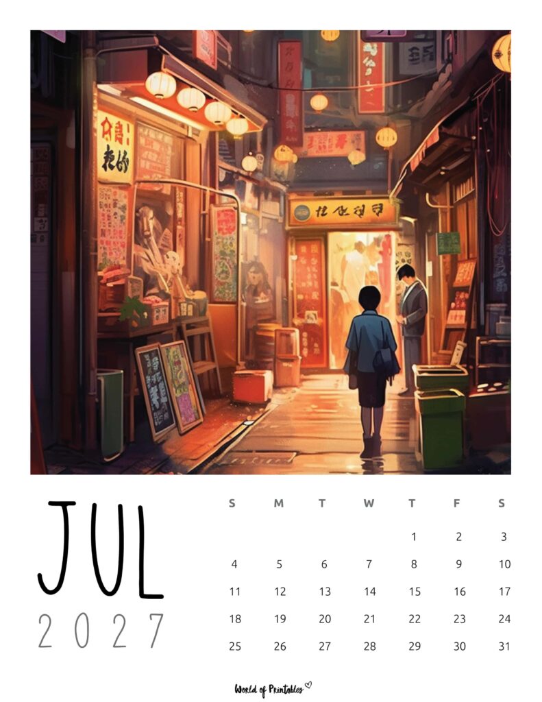 Printable July 2027 Calendar Design 223
