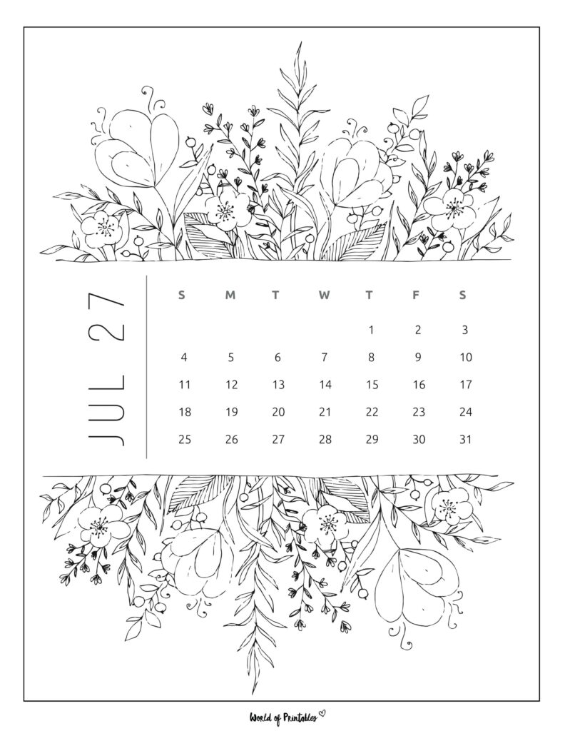 Printable July 2027 Calendar Design 23