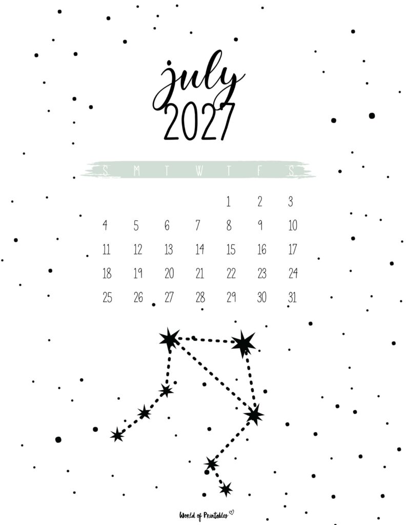 Printable July 2027 Calendar Design 24