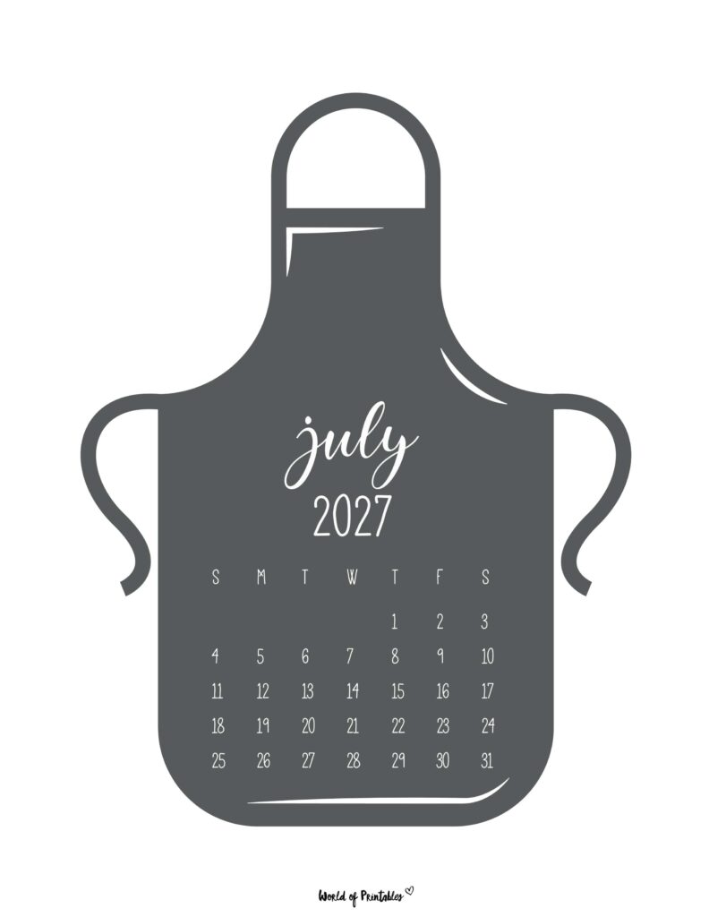 Printable July 2027 Calendar Design 25