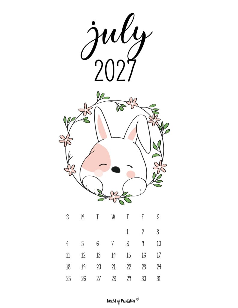 Printable July 2027 Calendar Design 28