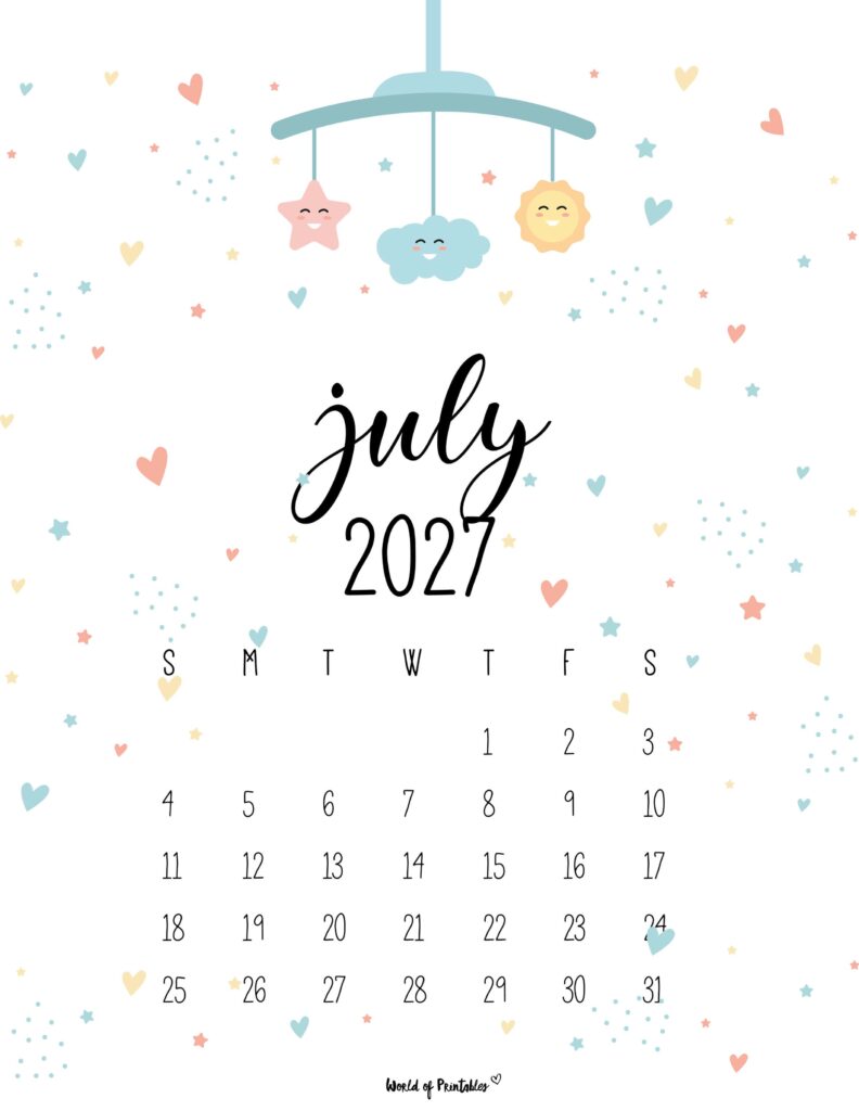 Printable July 2027 Calendar Design 31